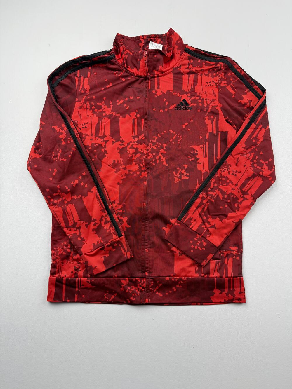 Adidas Track Jacket Boys Large 14/16 Red Camo Full Zip Regular Fit Soccer